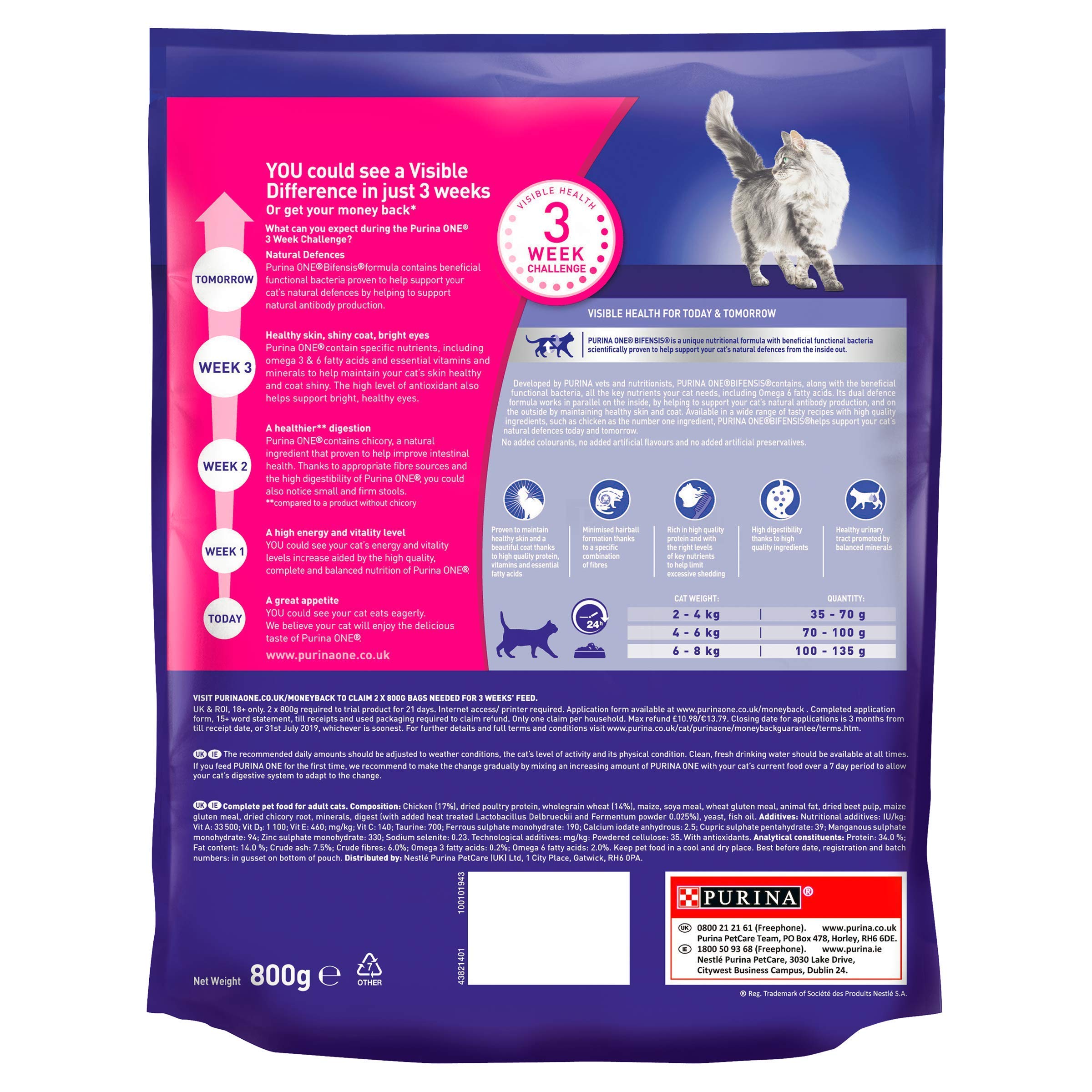 Hairball Dry Cat Food Chicken 800g (Pack of 4)