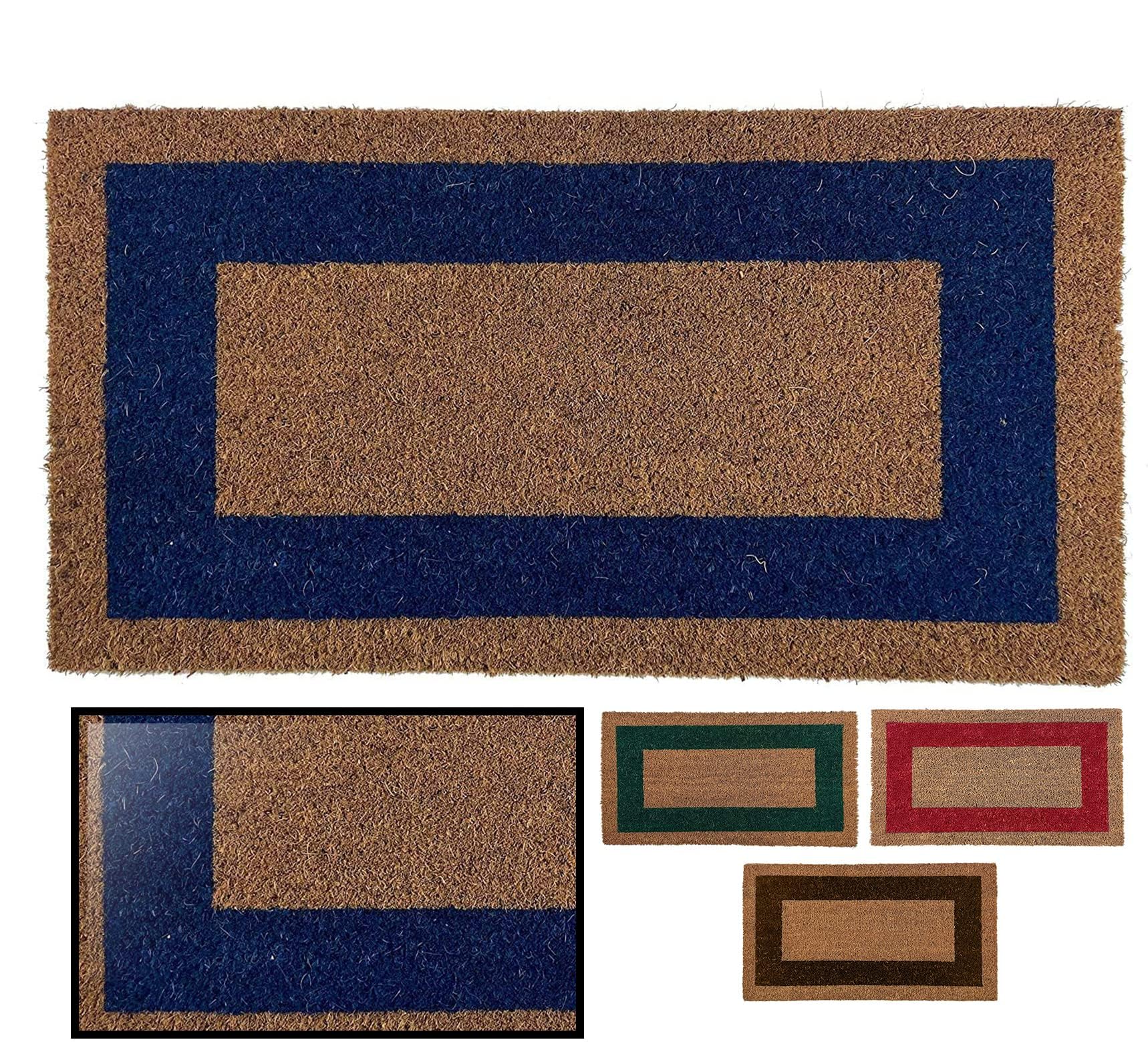 LucaHome - Felpudo Entrada casa - Felpudo Fibra de Coco Natural Antideslizante - Original y Elegante - Exterior e Interior - Resistente para hogar, Oficina, terraza y jardín (Azul, 50 x 90 cm)