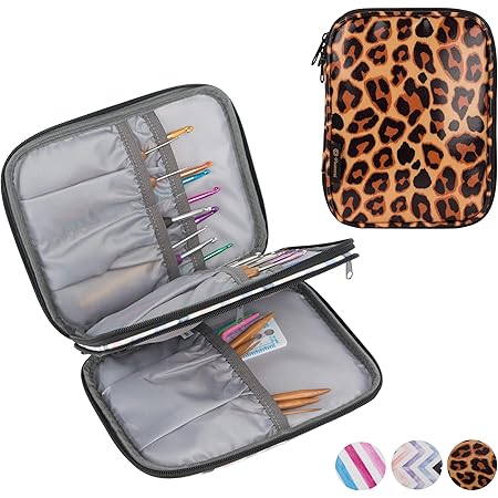 Amazon Pacmaxi かぎ針収納ケース 編み物用品収納 防塵防水 ２層タイプ 持ち運びに便利 手作りアクセサリー収納 裁縫バッグ 豹柄 裁縫箱 収納 通販