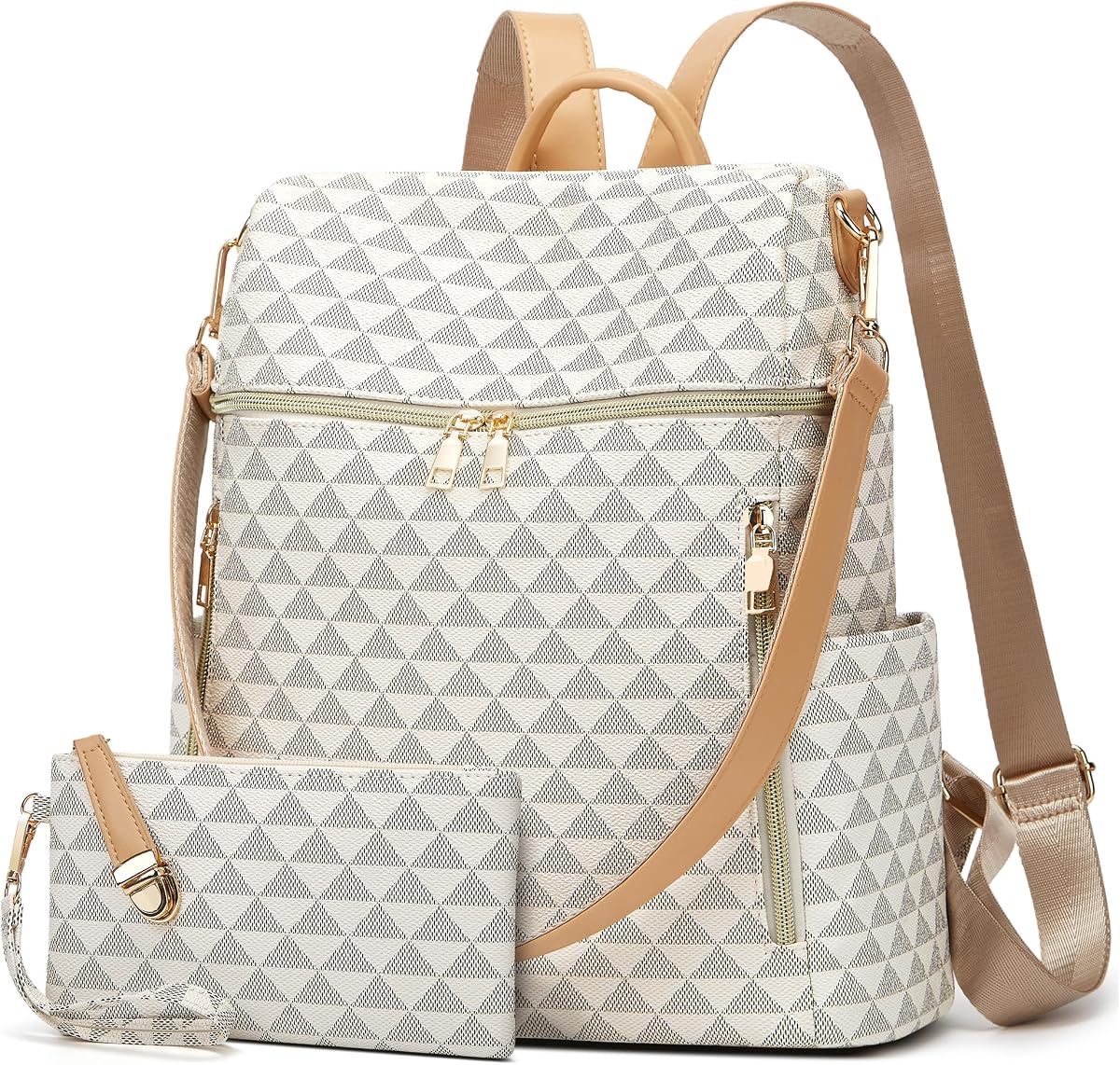 Mochila Monedero para Mujer Bolso de Viaje de Cuero PU Bolso de Diseño Convertible con Monedero 2 Piezas