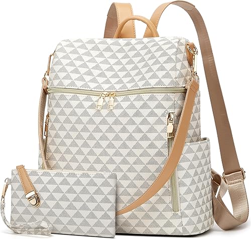 Mochilas para mujer de moda de cuero antirrobo mochila señoras bolsas de viaje bolsos y monederos bolsas 2 piezas beige-a, beige-b, Beige-d, Mochilas para mujer de moda de cuero antirrobo mochila señoras bolsas de viaje bolsos y monederos bolsas 2 piezas beige-a, beige-b, Beige-d,