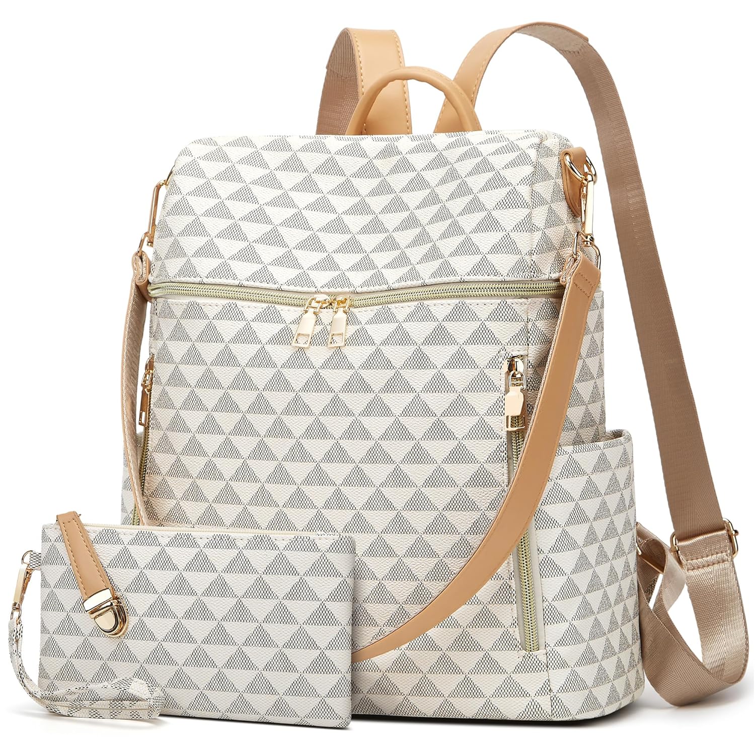 Makes Backpack Purse for Women PU Leather Travel Satchel Handbag Convertible Design Bag with Purse 2 Piece