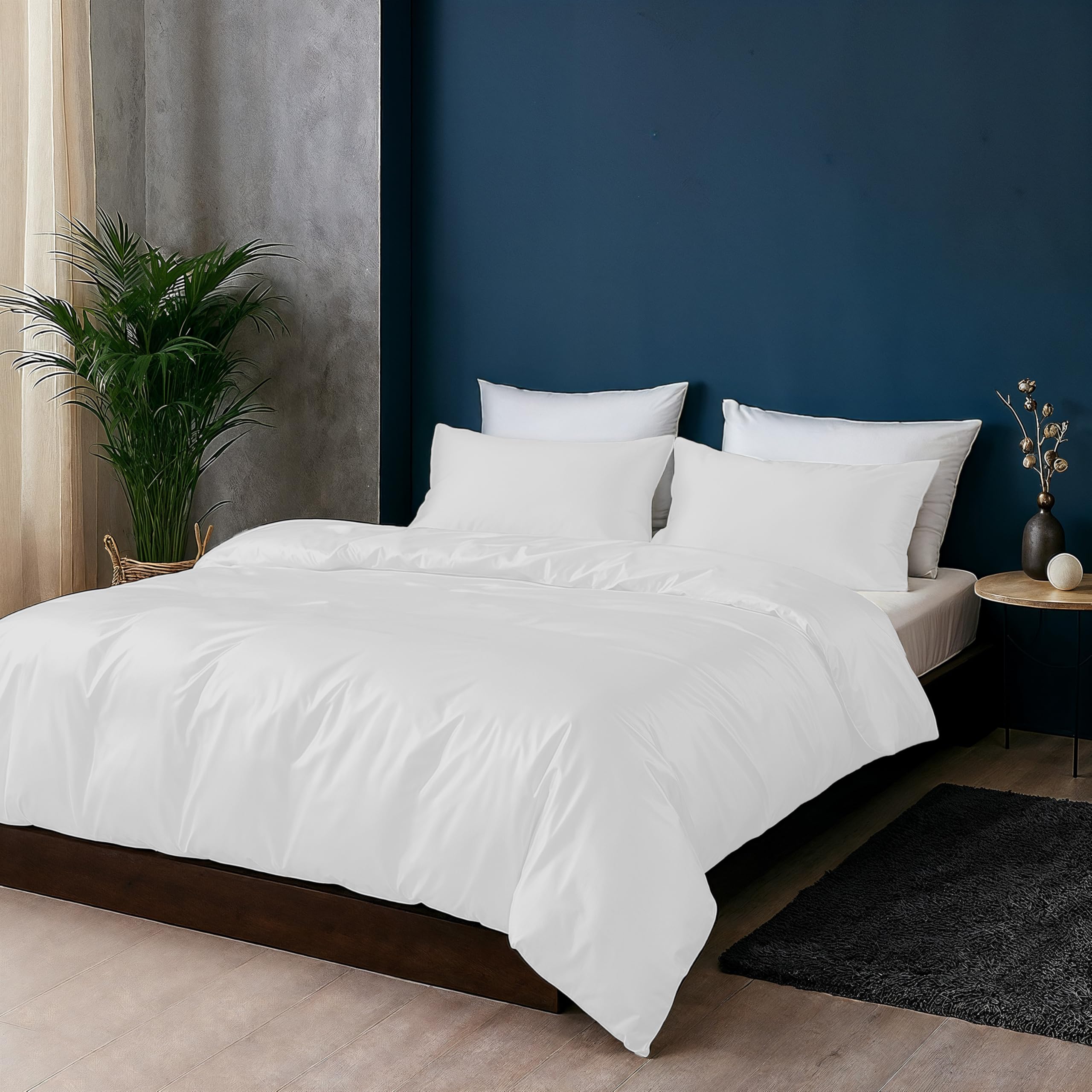 LINENWALAS 100% Organic Bamboo Single Duvet Cover Set, Silk Duvet Cover Sets for Single Si...