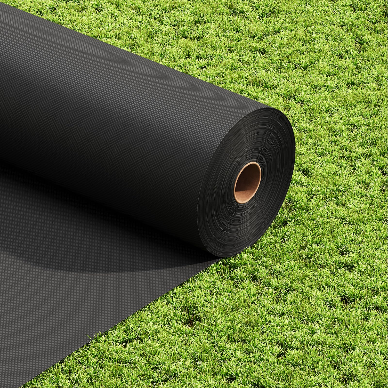 OUNUO Telo Pacciamatura 1 x 50M, 100g/m² Tessuto Non Tessuto Anti Erbacce, con 50 Picchetti a U, Telo Anti Erbacce per Orto, Giardino, Tessuto Permeabile all'Acqu, Stabilizzazione UV, Nero