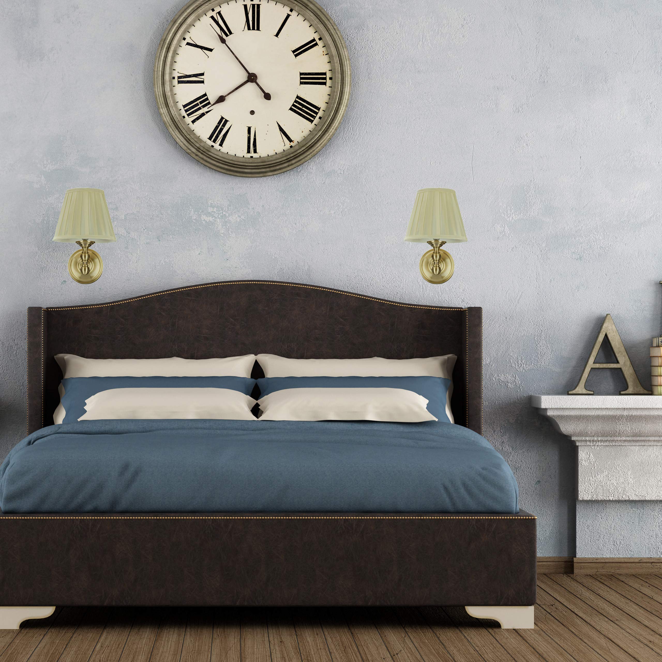 Relaxdays lampe murale, abat-jour tissu, design antique, douille E14, luminaire mur 30x20x23,5 cm, Or