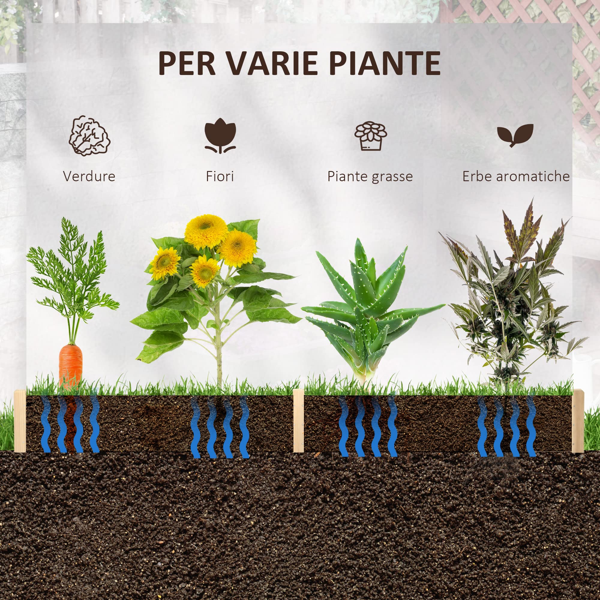Outsunny Letto per Orto e Giardino, Fioriera da Esterno Esagonale Senza Base, Montaggio Senza Viti, Legno di Abete, 100x92x16cm