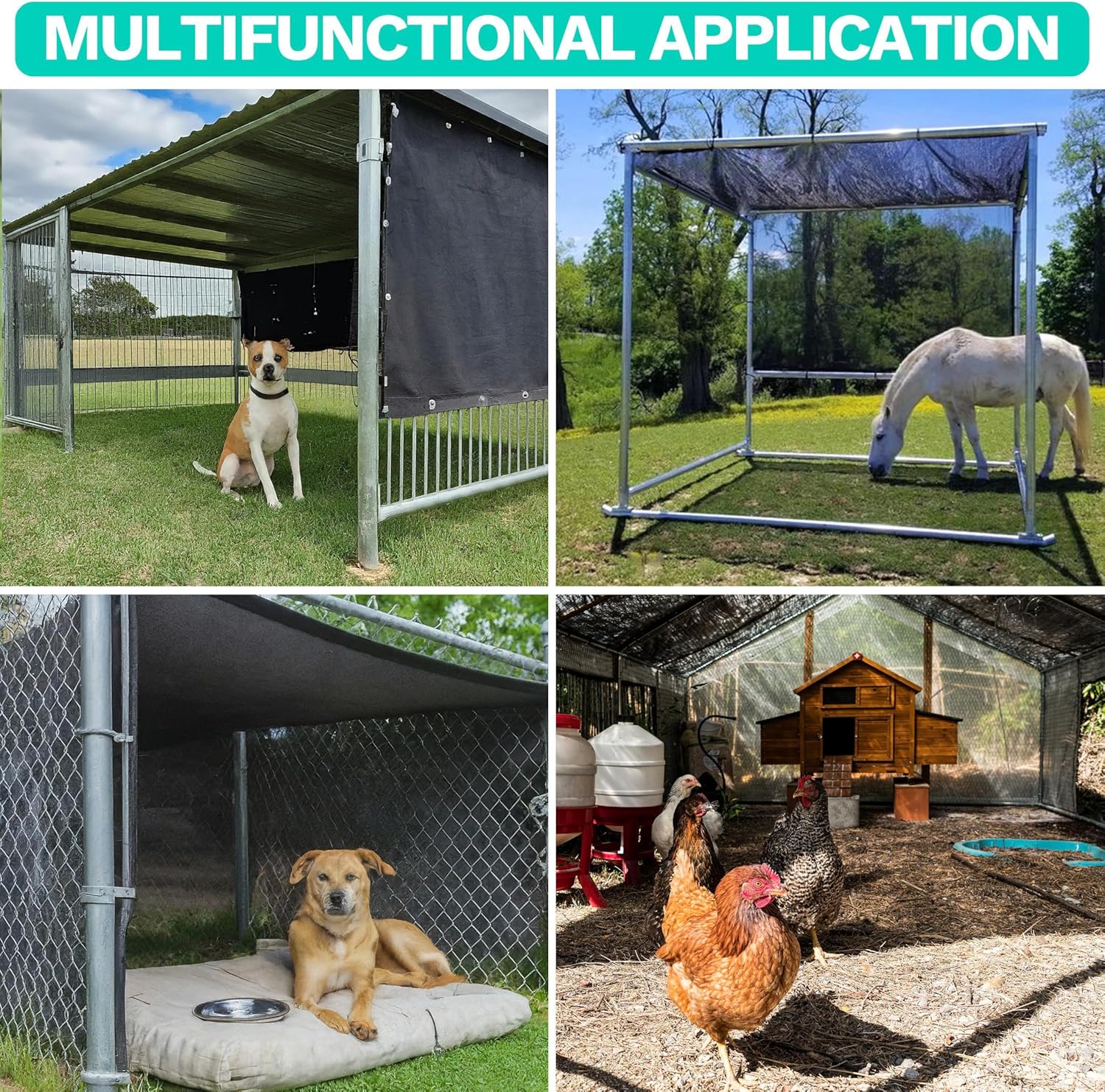Royal Shade 8' x 4' Black 90% Shade Cloth Dog Kennel Shade Mesh Tarp Sunblock with Grommets for Dog Kennel Cover, Fence Privacy Screen, Greenhouse, Chicken Coop & Pet Playpen (We Make Custom Size)