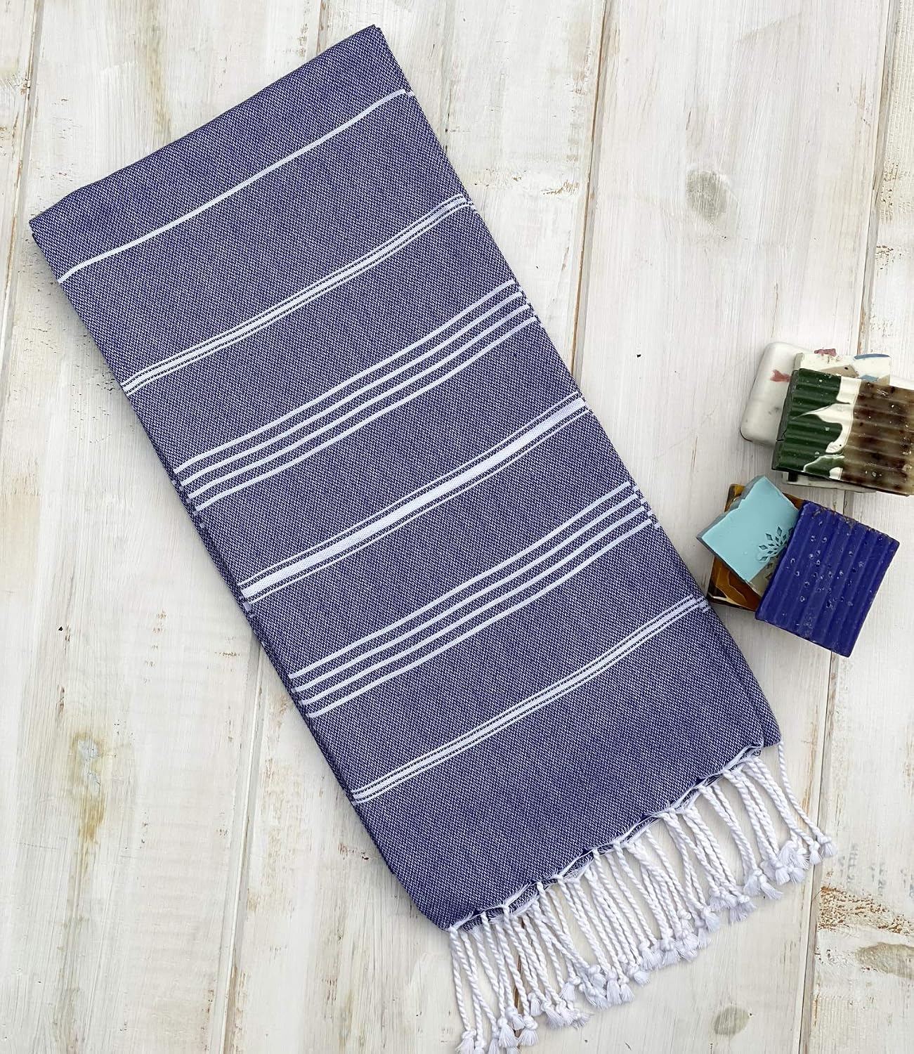 Beach Towel 100% Cotton Turkish Beach Towel Adult 38x70 Inch Pre-washed Absorbent Extra Large|Sand Free Quick Dry BathTowels|Lightweight Blanket|Travel Cruise Camping Spa Gym Yoga Towel|Blue Depths