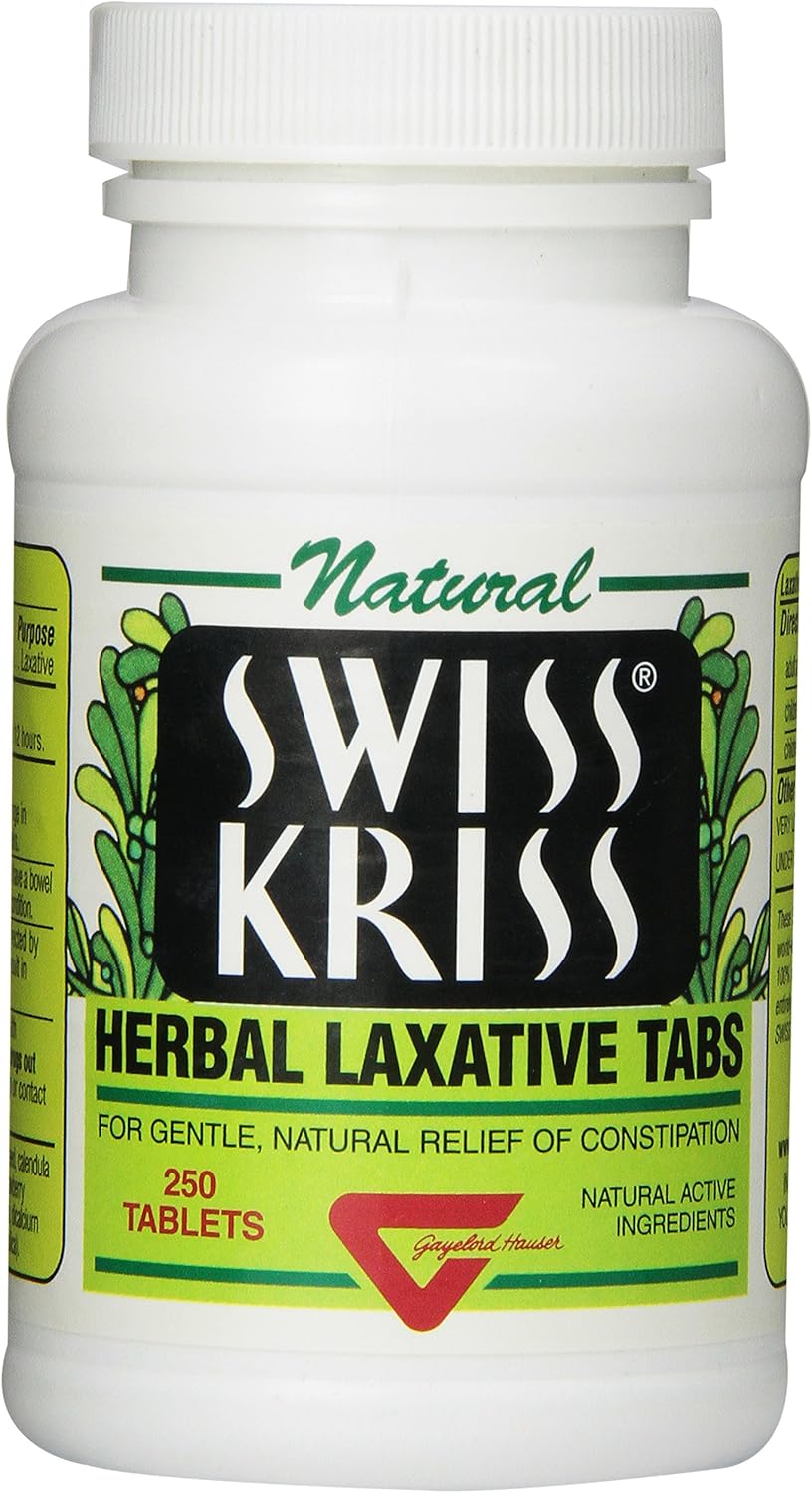 Swiss Kriss Herbal Laxative Tablets, 250 Count (Pack of 12)