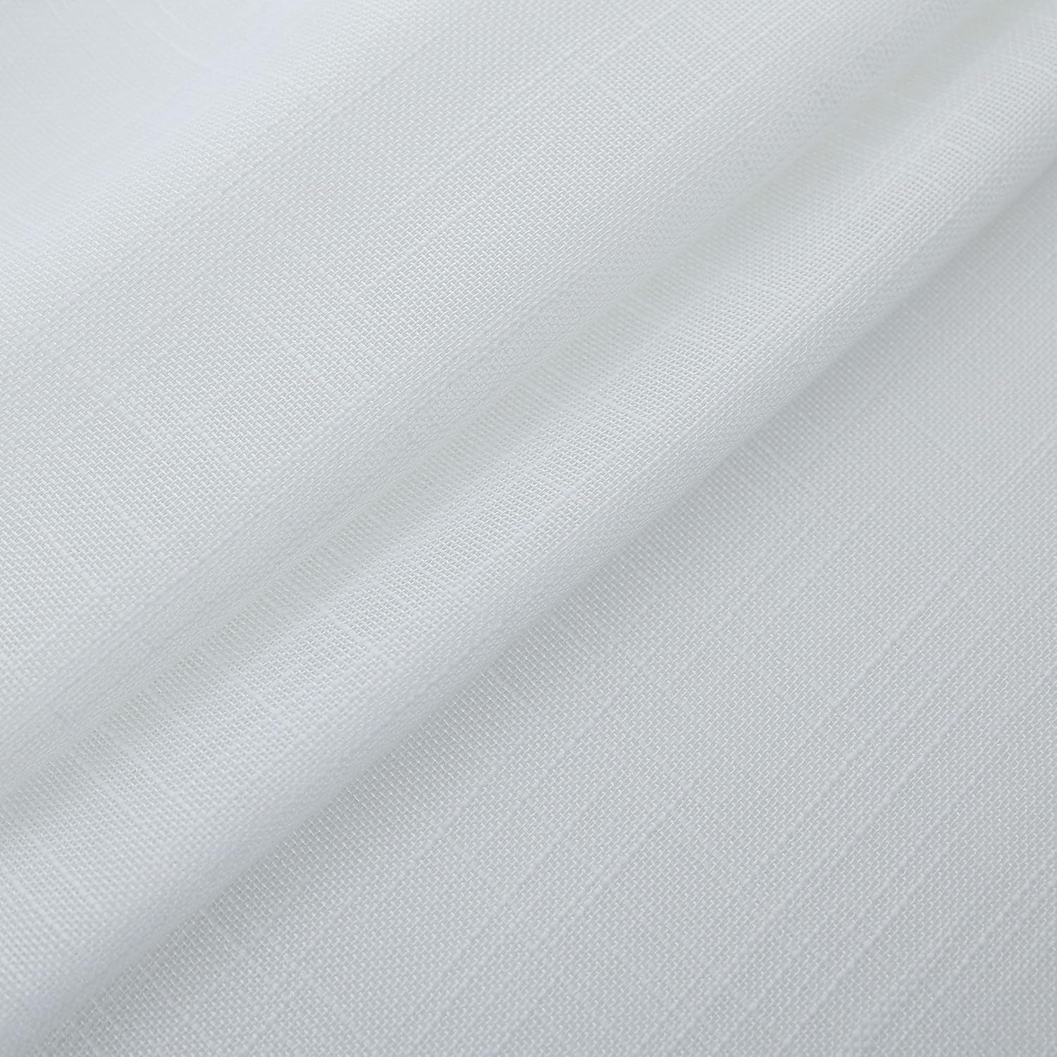Demetex Semi Sheer Linen Curtains 96 Inches Long White Sheer Window Curtains Decorative Voile Window Treatment for Living Room Bedroom Patio Window, 2 Panels, 54 x 96 inch Length