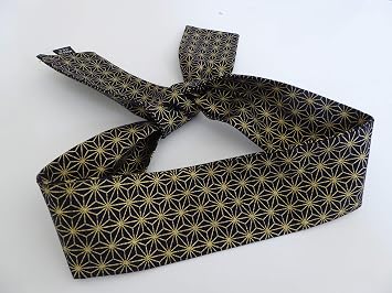 KUMI Japanese Sevenberry Headband Hachimaki 37" L Gold Line ASANOHA Pattern
