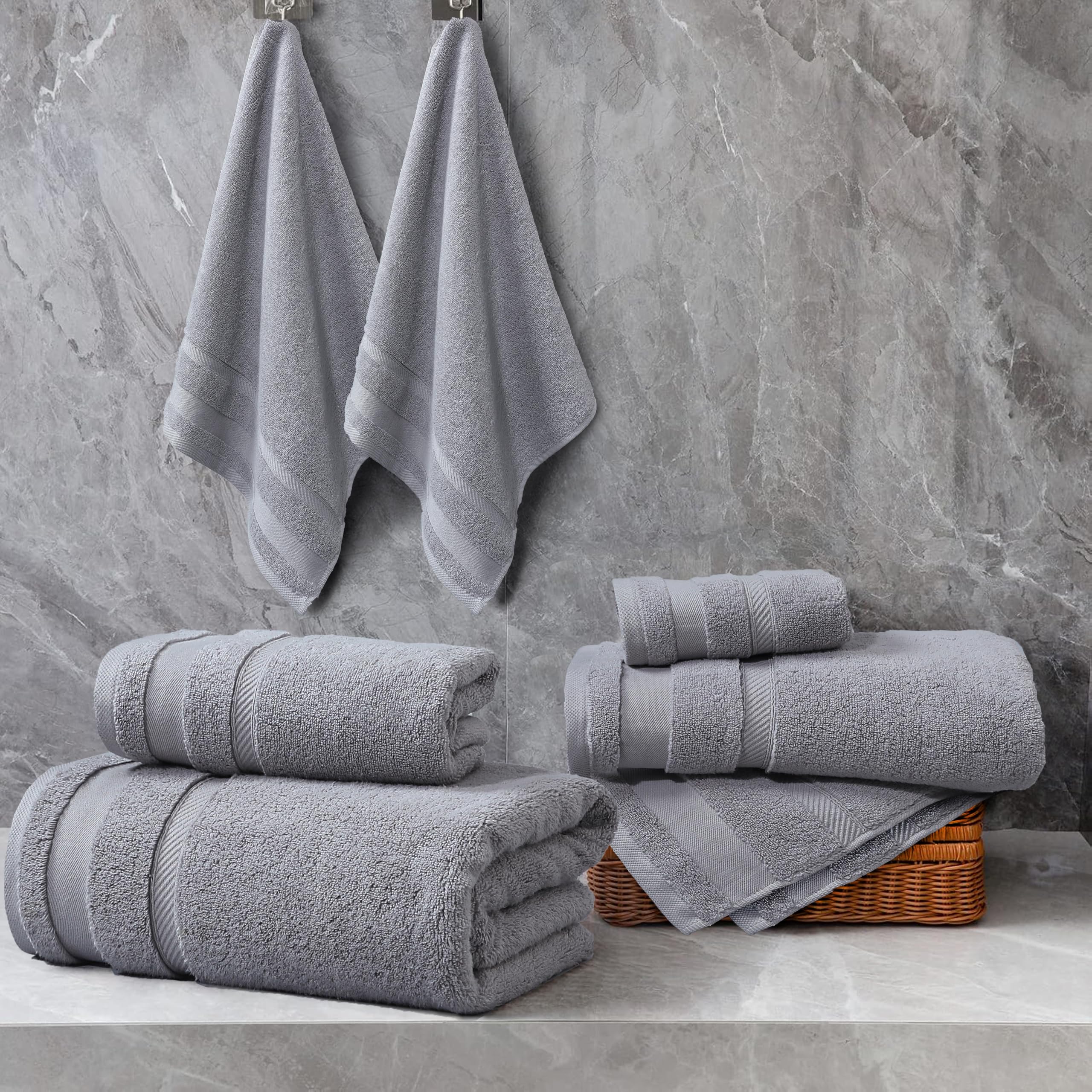 ATRIVM - Juego Toallas de Baño 4 Piezas 100% Algodón Zero Twist | Muy Suaves y Absorbentes de 600gr/m² | Incluye 2 Lavabo (50x100cm) + 2 Ducha (70x140cm) | (Gris Plata)