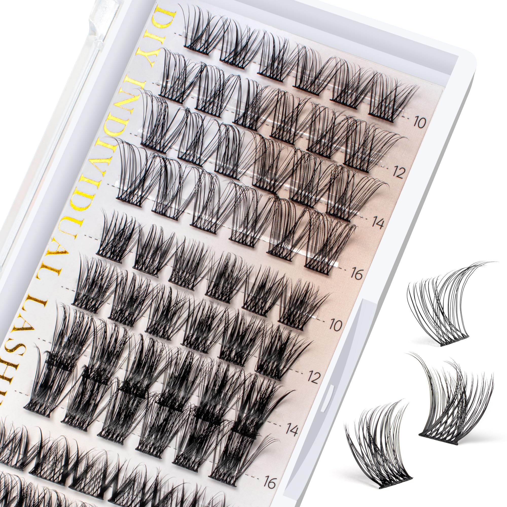 BEFER BEAUTY Lash Clusters, 72 Pcs D Curl Eyelash Clusters Super Fluffy Lightweight Individual Lashes 8-16MM Cluster Eyelash Extensions Soft