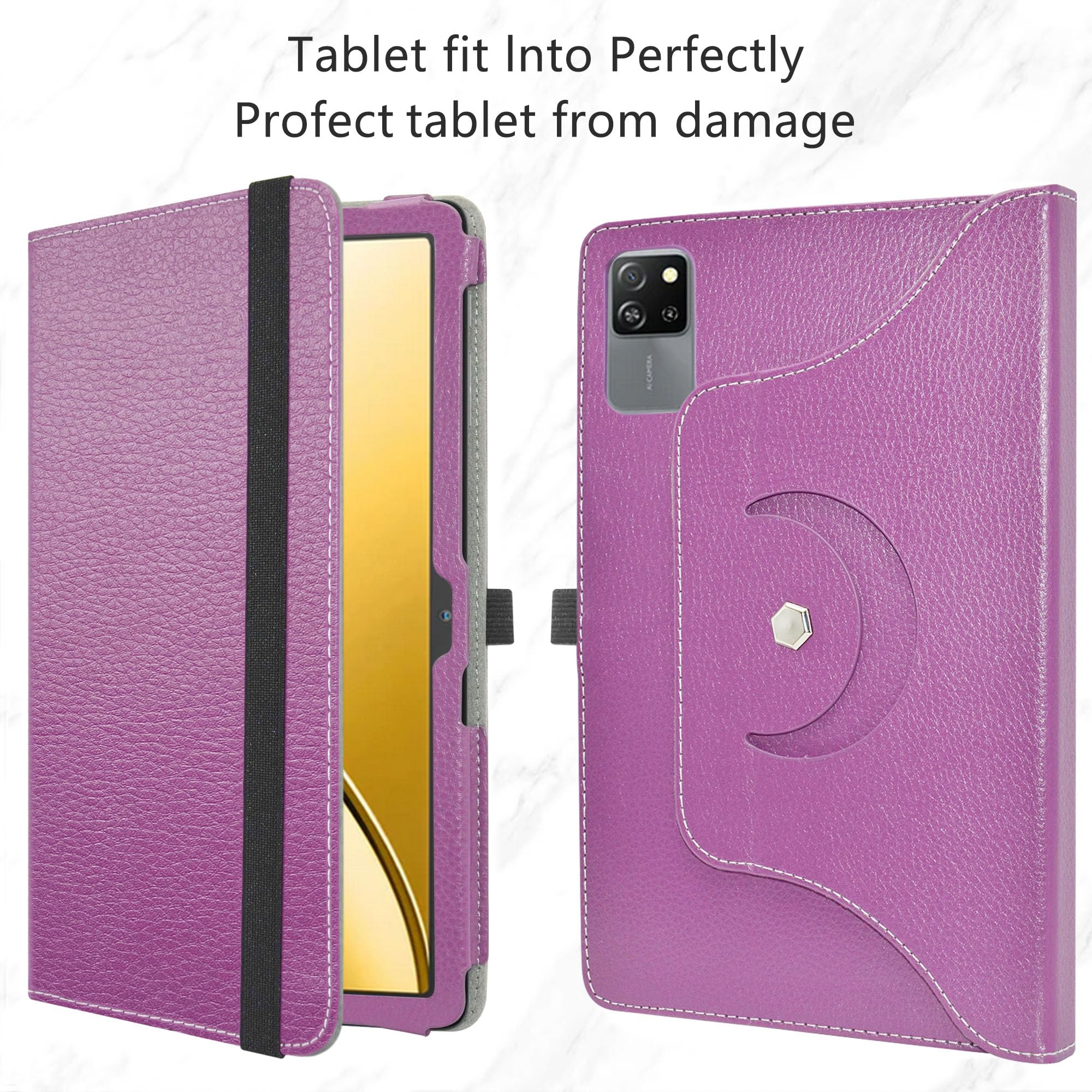JRTAL Compatibile con Blackview Tab 60 WiFi Custodia,Blackview Tab 60 PRO Custodia,PU Caso Pelle Girevole 360°Rotante Cover Case per Blackview Tab 60 WiFi/Blackview Tab 60 PRO 10.1 Tablet - Viola