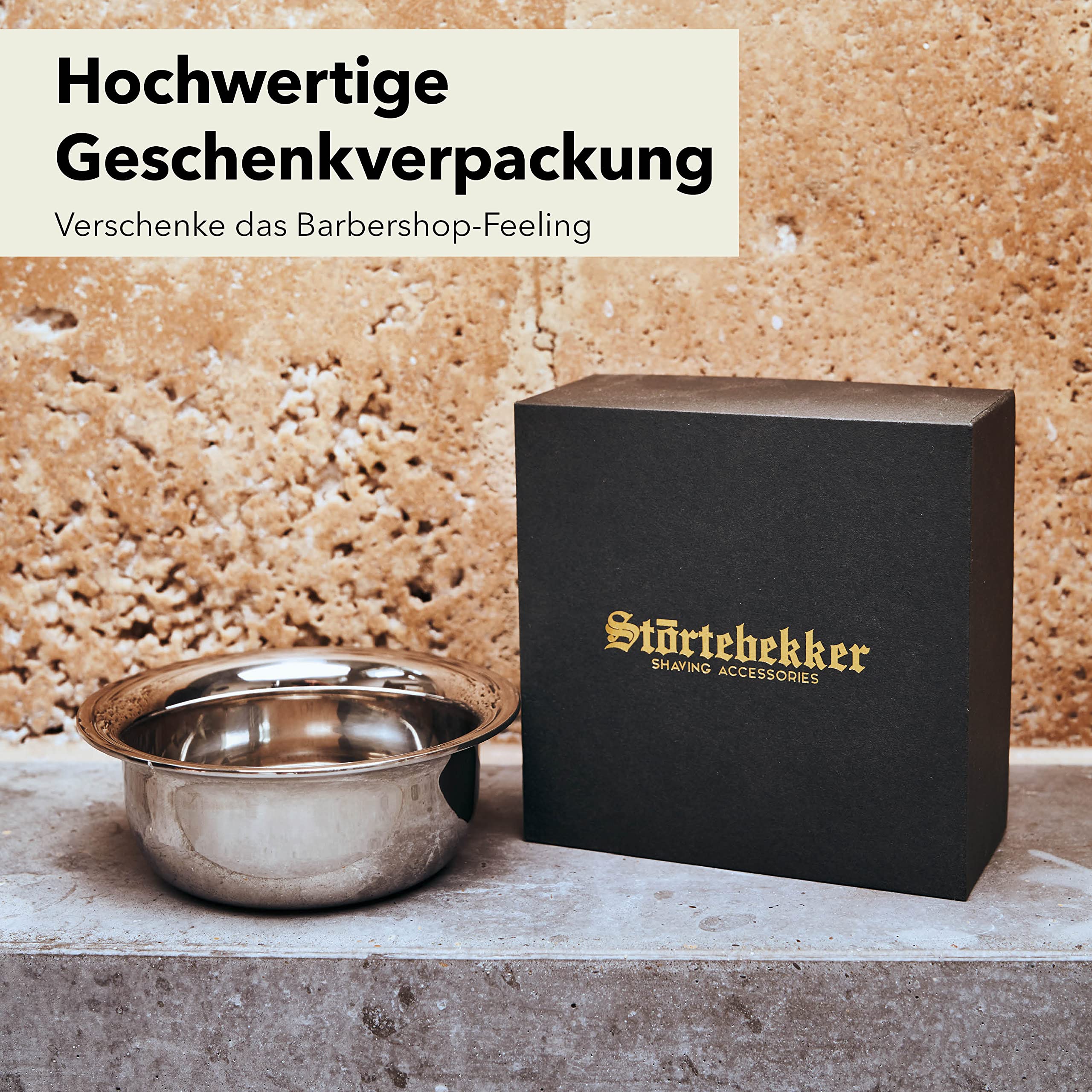 Störtebekker® Premium Rasierschale - Edelstahl Rasiertiegel - hochwertige Schale zum Schaum aufschlagen - für jede Rasierseife geeignet - Shaving Bowl - inkl. hochwertiger Verpackung