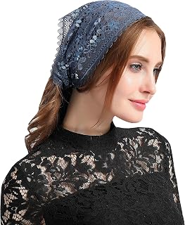 Navy Soft Lace Headband Headwrap Set Catholic Church Head Covering Modest Headwear for Women Religious Ceremonies Daily Use V13