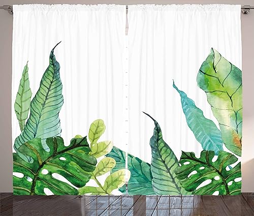 Ambesonne Cortinas florales, ramas de árbol de Sakura, forma de primavera de cerezo japonés pálido, cortinas de ventana para sala de estar,