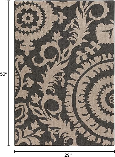 Vista 82 de Alysia - Alfombra de interior y exterior beige y crema, 3 pies 6 pulgadas x 5 pies 6 pulgadas