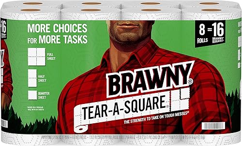Vista 10 de Brawny® Tear-A-Square® Toallas de papel, 6 rollos triples = 18 rollos regulares