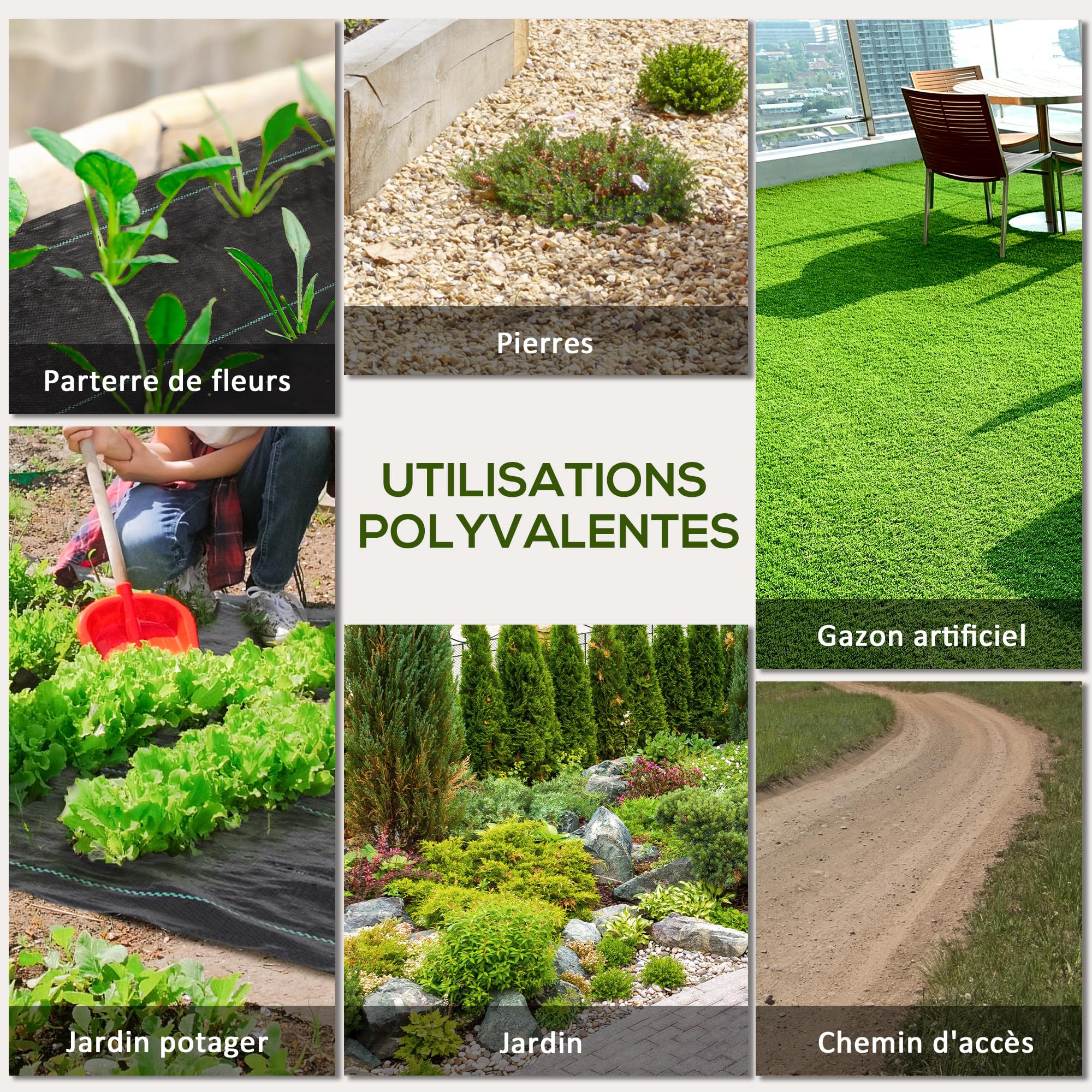 Outsunny Toile de paillage, géotextile de paillage Contre Les Mauvais Herbes 100 x 2 m, résistant aux déchirures et Conditions climatiques extrêmes, en polypropylène, Noir