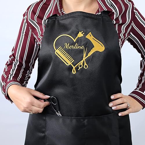Miniatura 8 de Personalized Custom Embroidered Black Hair Stylist Apron - Beauty Salon - Barber - Men & Women