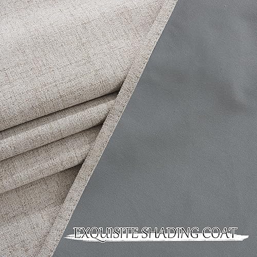 Miniatura 9 de StangH - Cortinas 100% opacas para dormitorio, cortinas de lino natural beige de 84 pulgadas de largo, cortinas aisladas térmicamente sólidas estilo