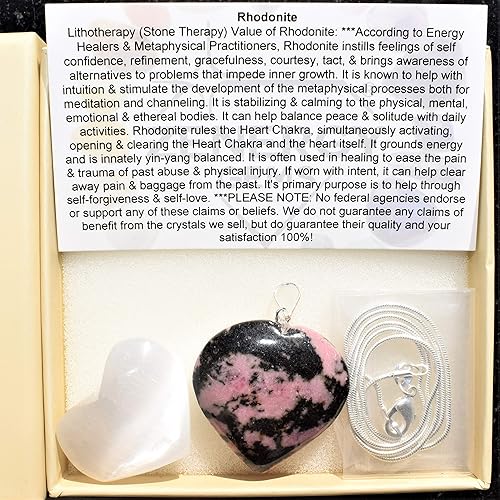 Miniatura 8 de Zenergy Gems - Collar con dije de corazón, piedras preciosas naturales del Himalaya en forma de corazón + cadena de plata de 20 + corazón de carga