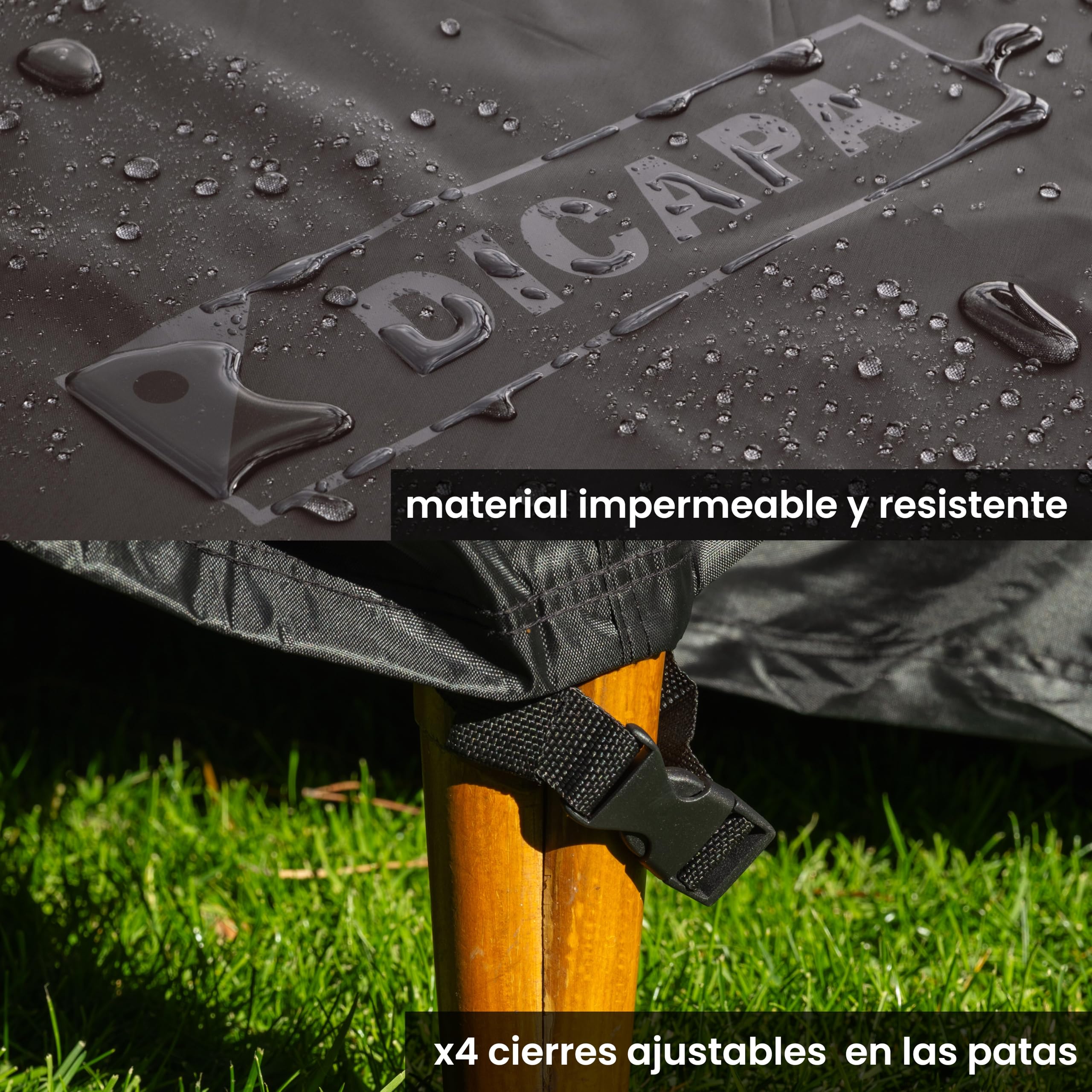 DICAPA Funda Sofa Exterior Impermeable 175x90x90cm Negro, Funda Protectora para Sofá de Jardín y Terraza, Protege tu sofá y muebles de exterior todo el año