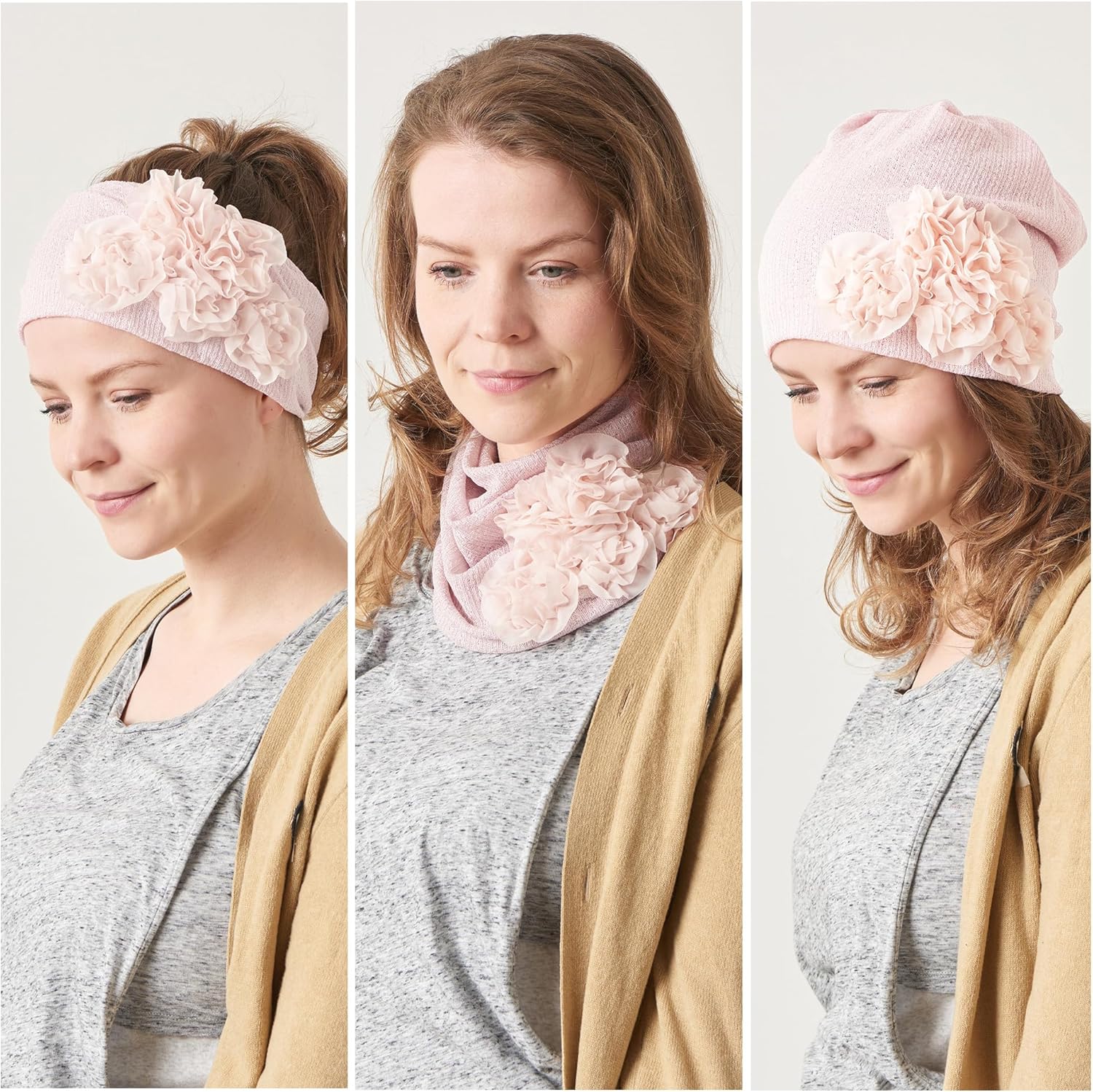 CHARM Womens Flower Beanie Hat - Bonnet Turban Headband Chemo Cap Circle Scarf