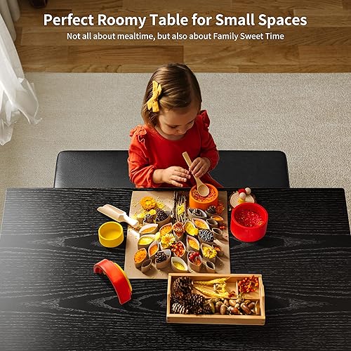 Miniatura 8 de Gizoon Juego de mesa de comedor para 4, moderno juego de mesa y sillas de cocina de 5 piezas, espacio pequeño Comedor de 4 Sillas y Mesa, marco de