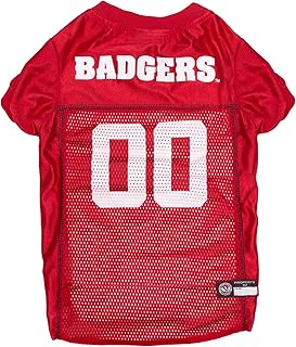 Pets First NCAA College Wisconsin Badgers Mesh Jersey for DOGS & CATS, Large. Licensed Dog Jersey with your Favorite Football/Basketball College Team
