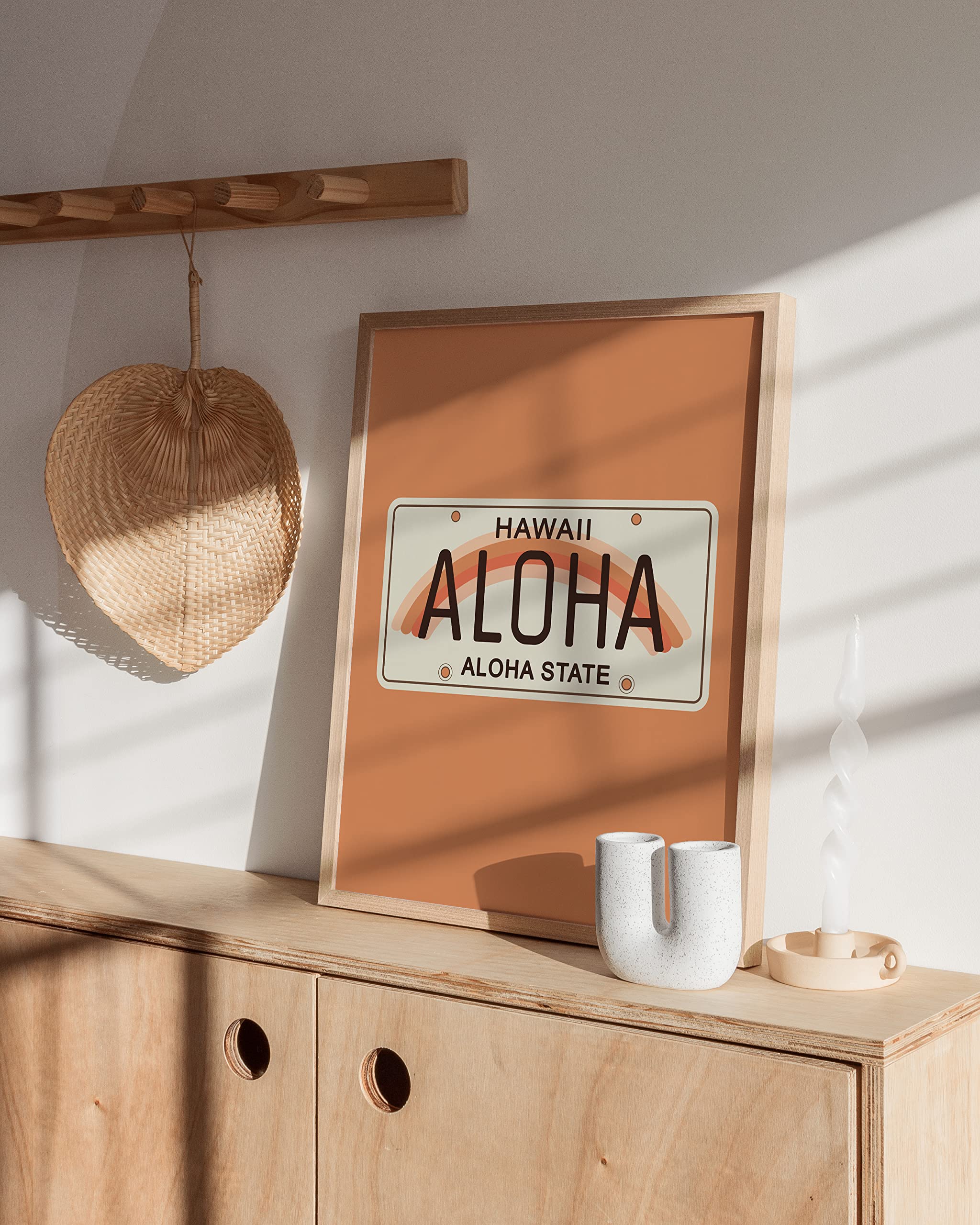 HAUS AND HUES Vintage Hawaii Surf Poster – Pfirsich Wandbild Mit Rahmen, Aloha Deko Für Zuhause