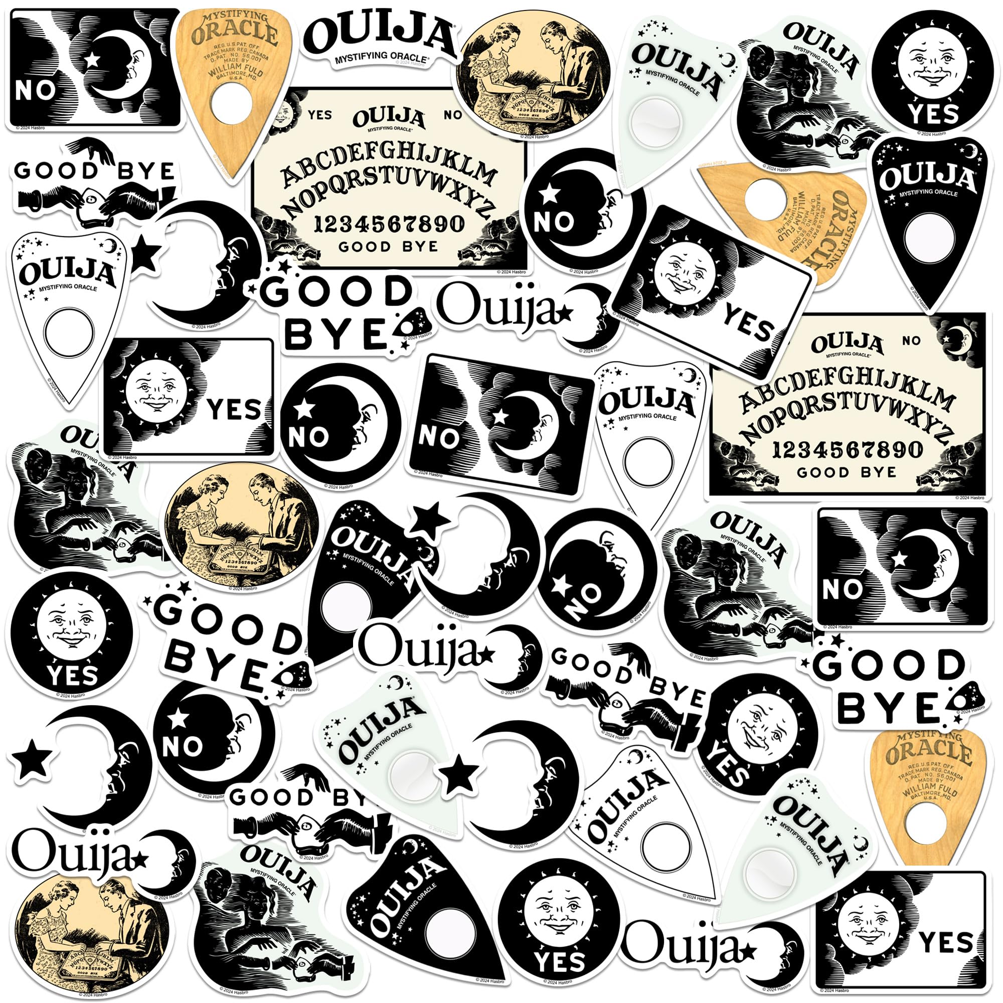 Ouija Vinyl-Aufkleber, groß, 50 Stück, für Laptop, Wasserflasche, Scrapbooking, Tablet, Skateboard, drinnen und draußen