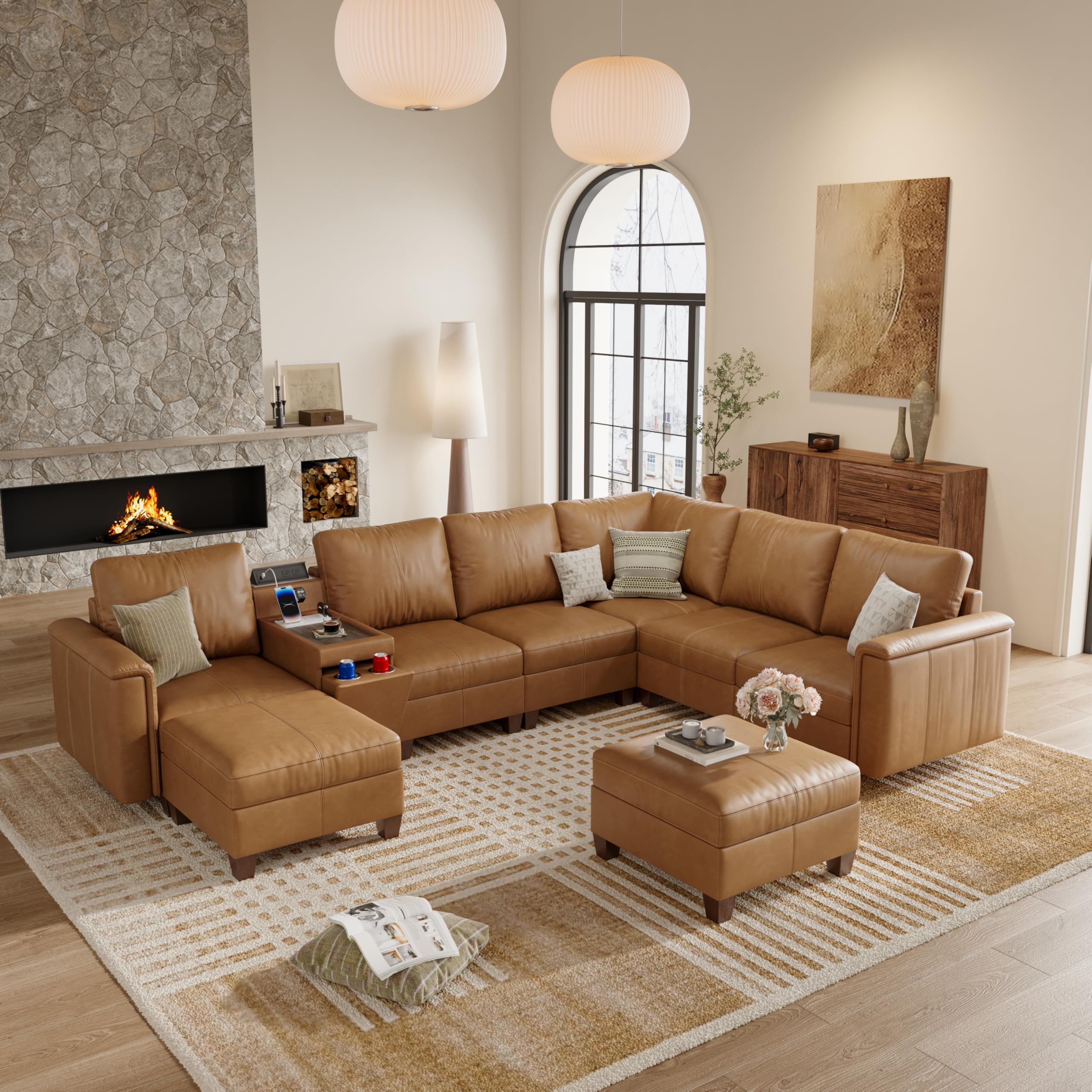 SITJOY Faux Leather Modular Sectional
