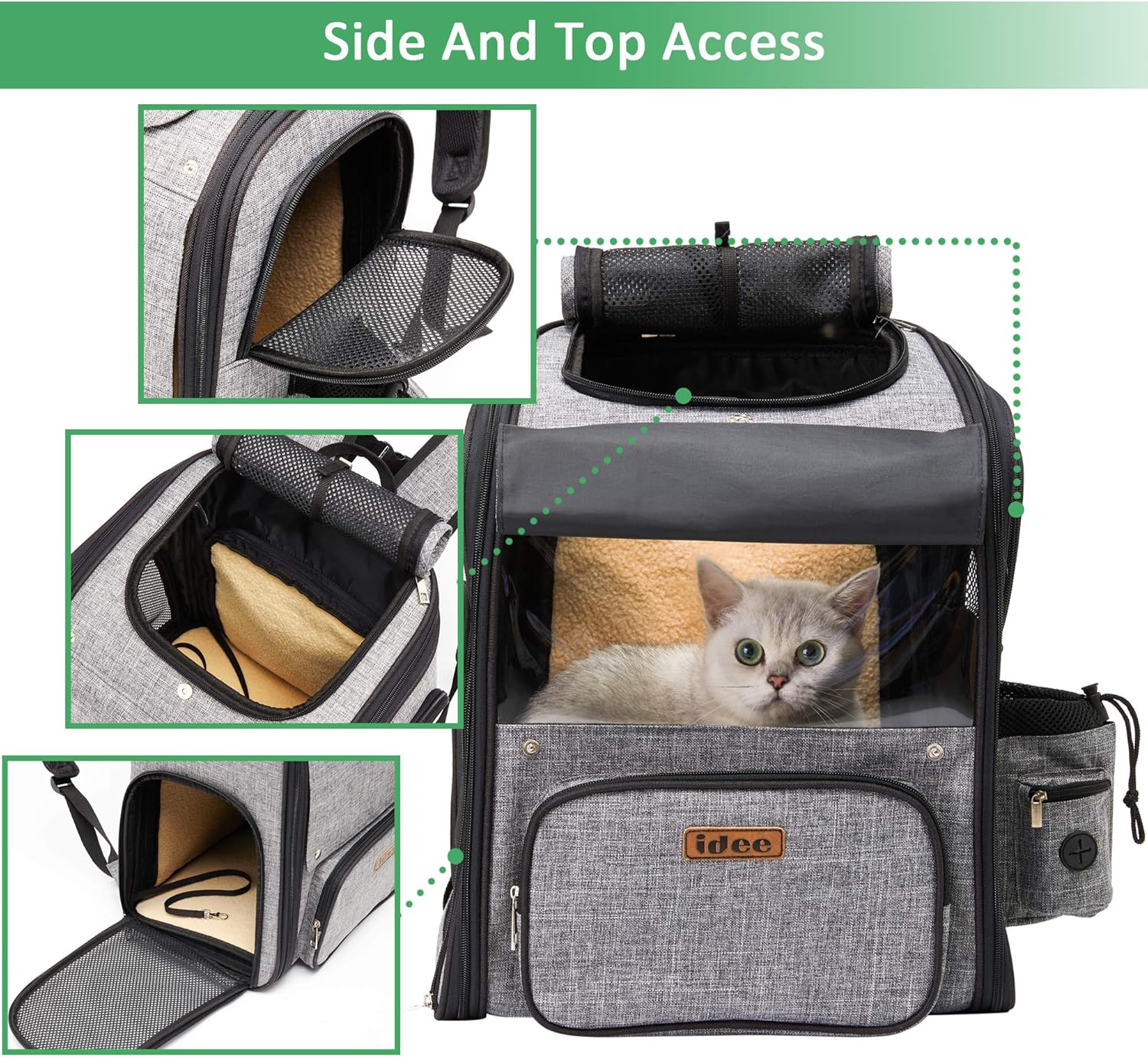 IDEE Expandable Pet Carrier Backpack,Dog Backpack Carrier,Cat Backpack Carrier Mesh Breathable with Transparent Window,for Small Dog,cat,Rabbit Hiking Biking Camping Travel and Outdoor Use,Up to 20lb : Pet Supplies