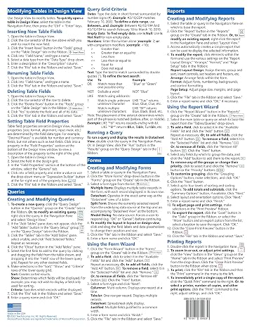 Microsoft Access 2021 and 365 Introduction Quick Reference Training Tutorial Guide (Cheat Sheet of Instructions, Tips & Shortcuts - Laminated Card)
