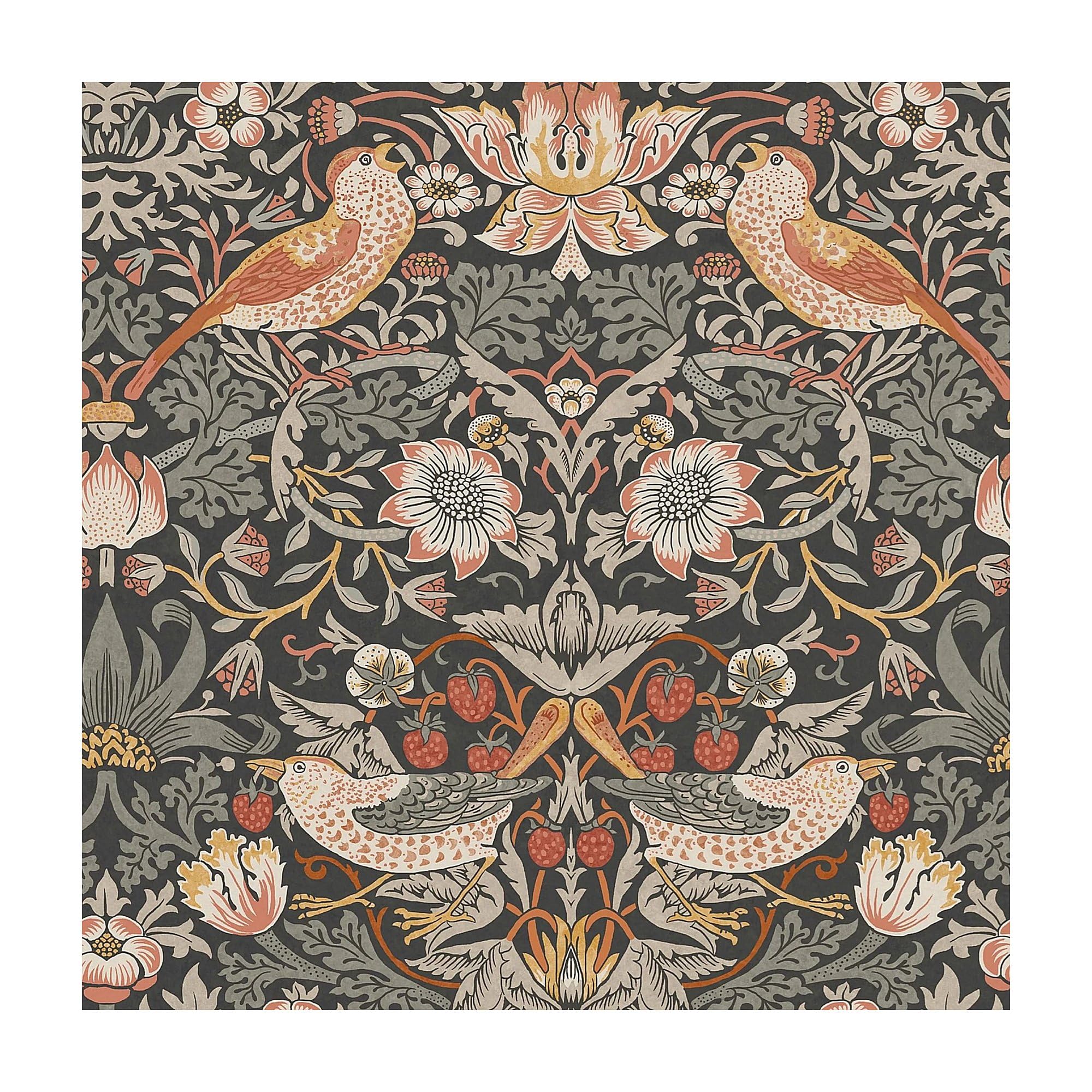 William Morris At Home Strawberry Thief Charcoal Grey