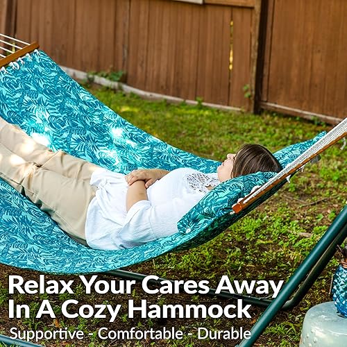 Vista 90 de Sunnydaze - Hamaca acolchada para 2 personas con soporte universal multiusos Playa Catalina