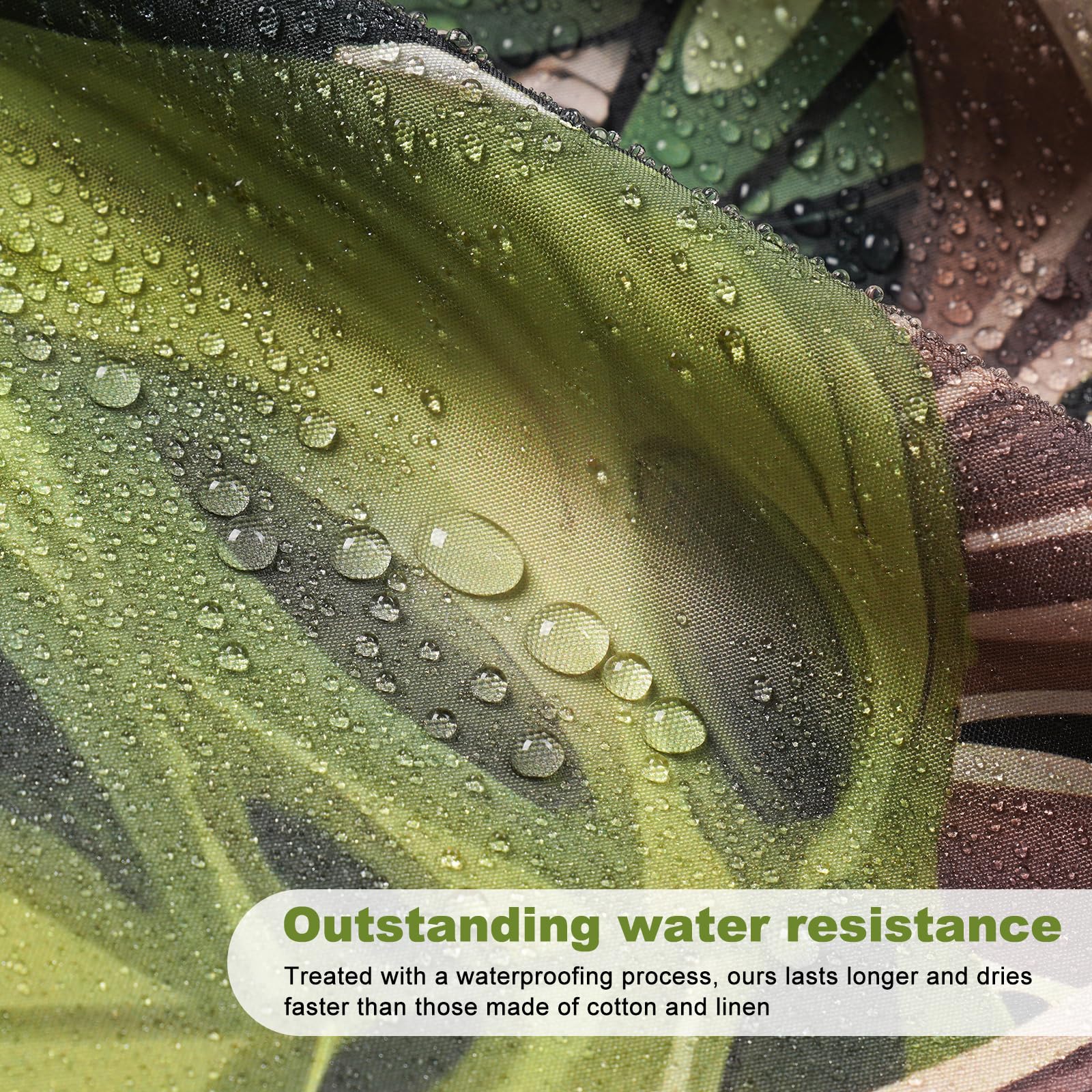 EurCross Tropical Jungle Green Shower Curtains, Waterproof Bathroom Curtain Mould Proof With Antirust Holes - Image 3