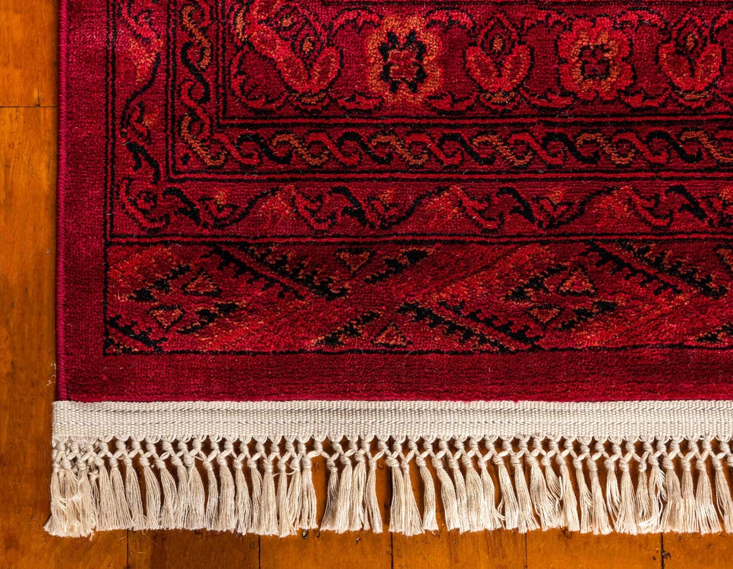 Unique Loom Tekke Collection Over-Dyed Saturated Traditional Torkaman Area Rug (6' 0 x 9' 0 Rectangular, Red/Black)