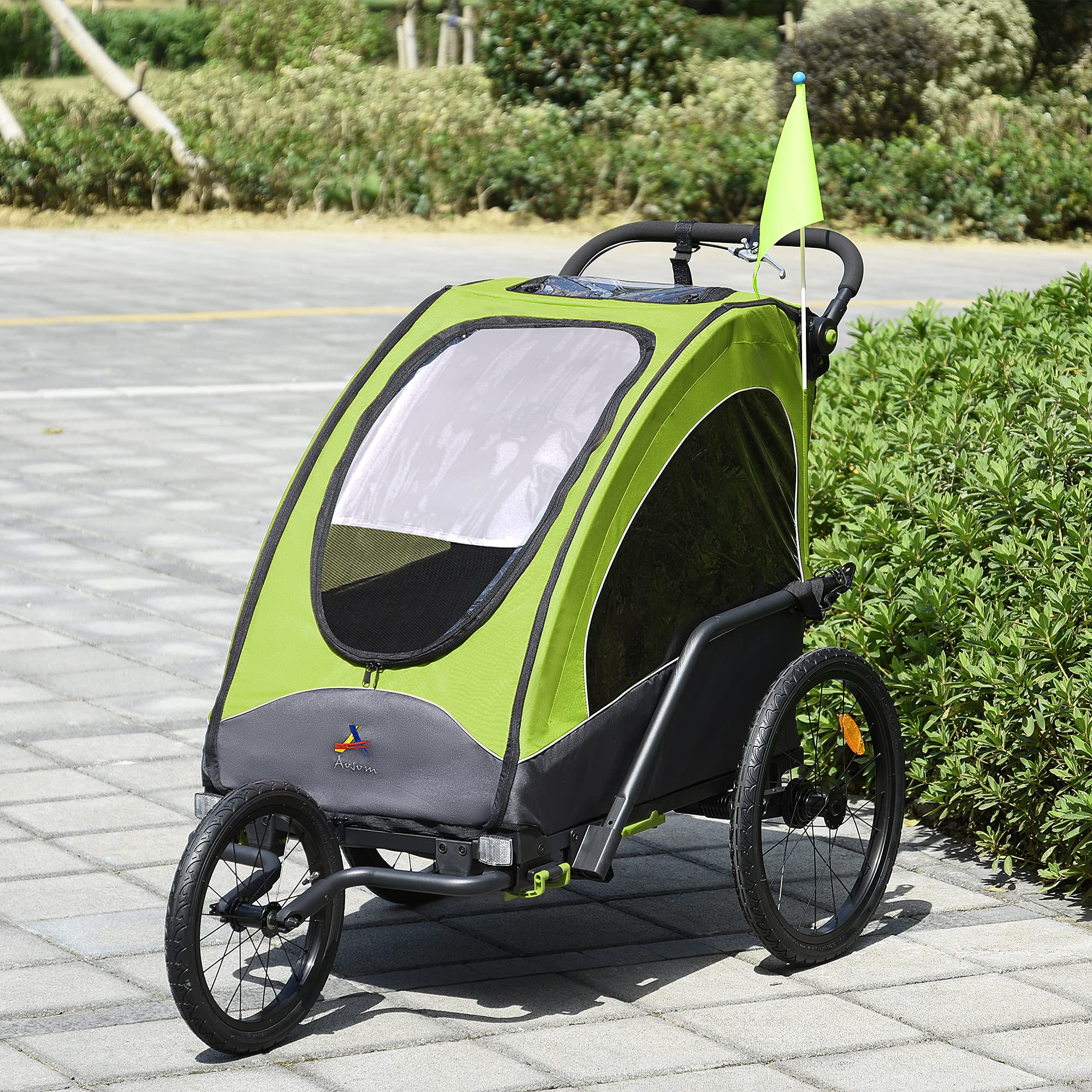 Aosom Child Bike Trailer 3 In1 Foldable Jogger Stroller Baby Stroller
