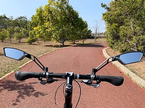 Miniatura 5 de MEACHOW Nueva lente de cristal resistente a los arañazos, espejo de bicicleta para manillar, espejo retrovisor seguro ajustable, espejo de