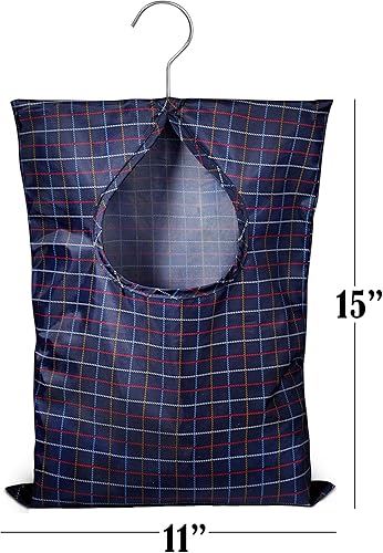 Miniatura 8 de Handy Laundry Bolsa de pinzas para ropa, 11 x 15 pulgadas, capacidad para 100 alfileres de ropa de tamaño mediano, material de lona duradero, gancho