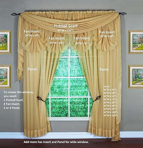 Vista 347 de Today's Curtain - Cortina Emelia de gasa original, panel de 84 pulgadas, negro, 60 pulgadas de ancho x 84 pulgadas de largo