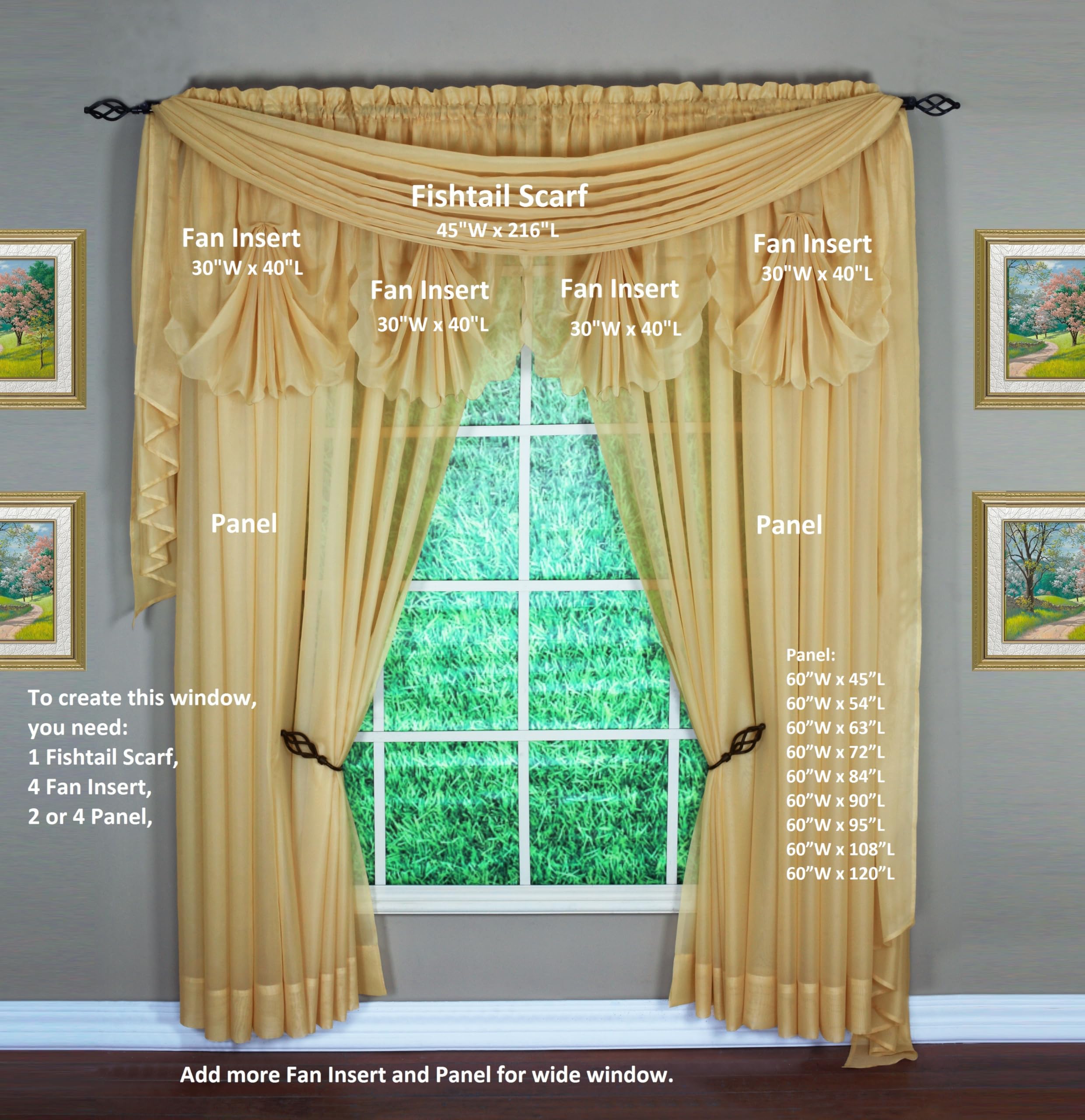 Today's Curtain, Orleans - Cortina Festoneada, Inserto De Ventilador