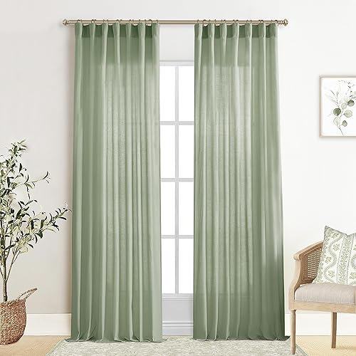 XTMYI Cortinas verde salvia de 108 pulgadas de largo para ventanas grandes, cortinas verde claro extralargas para techo alto y sala de estar XTMYI Cortinas verde salvia de 108 pulgadas de largo para ventanas grandes, cortinas verde claro extralargas para techo alto y sala de estar