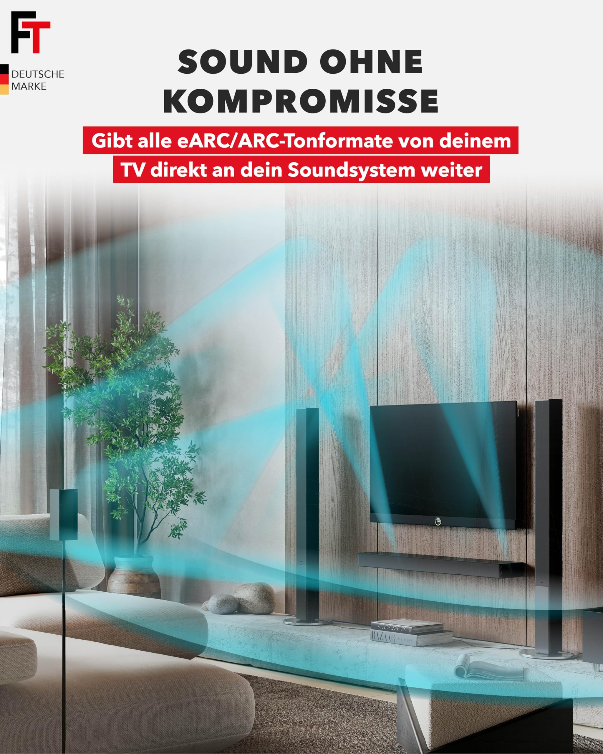 FeinTech AX421 HDMI eARC Switch 1 TV x 2 Soundbar - nutze 2 Soundgeräte an einem TV