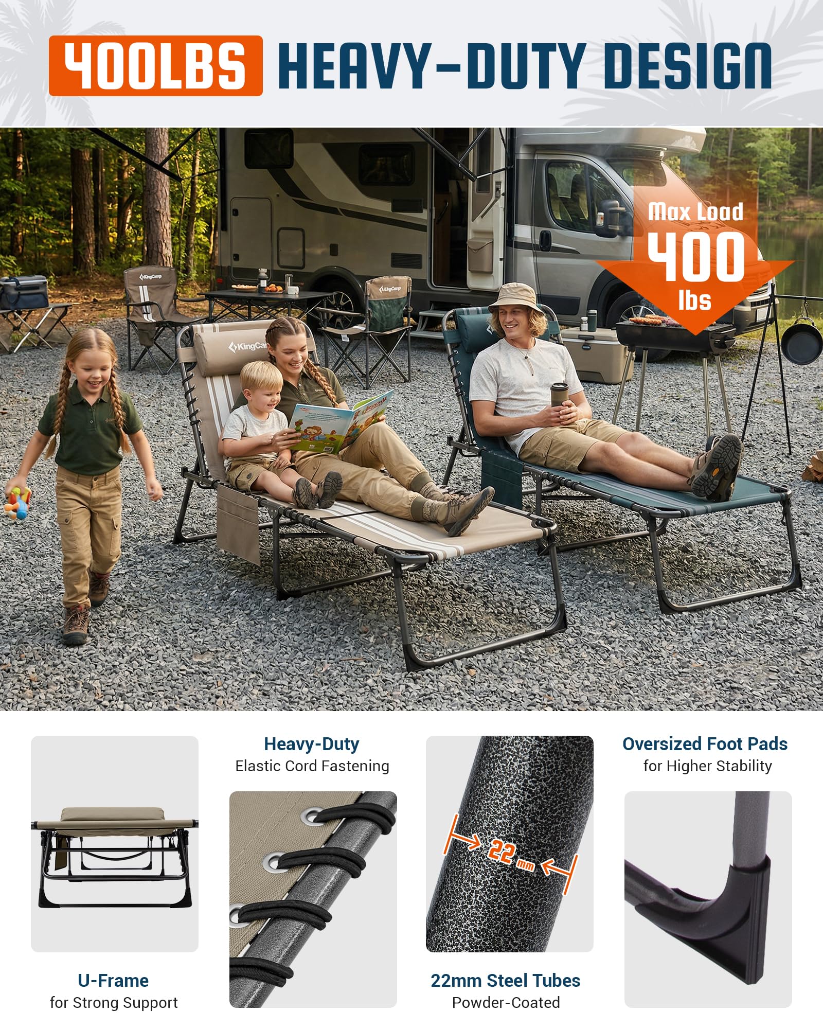 Best Sun Lounger 2026: 5 Loungers for Pool & Patio 2 KingCamp Tanning Chair with Face Hole, Lounge Chairs Outdoor Folding Comfy Adjus — product photo