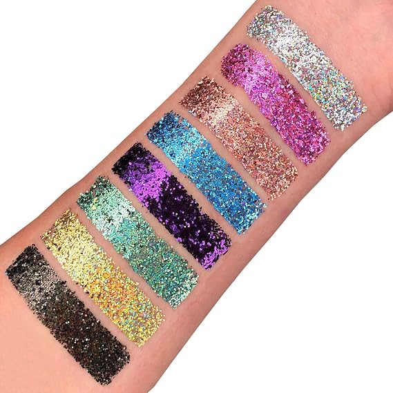 Moon Glitter Holographic Glitter Shakers 100% Cosmetic Glitter for Face, Body, Nails, Hair and Lips - 0.17oz - Black