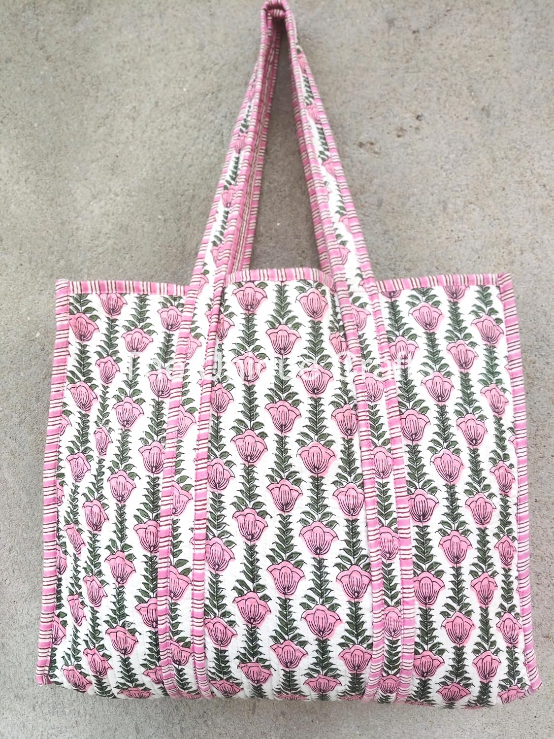 Tote Bag For Women, Shoulder Purse with Inner Pocket, Quilted Cotton Handprinted Reversible Large Multicolor Tote Bag - Image 8